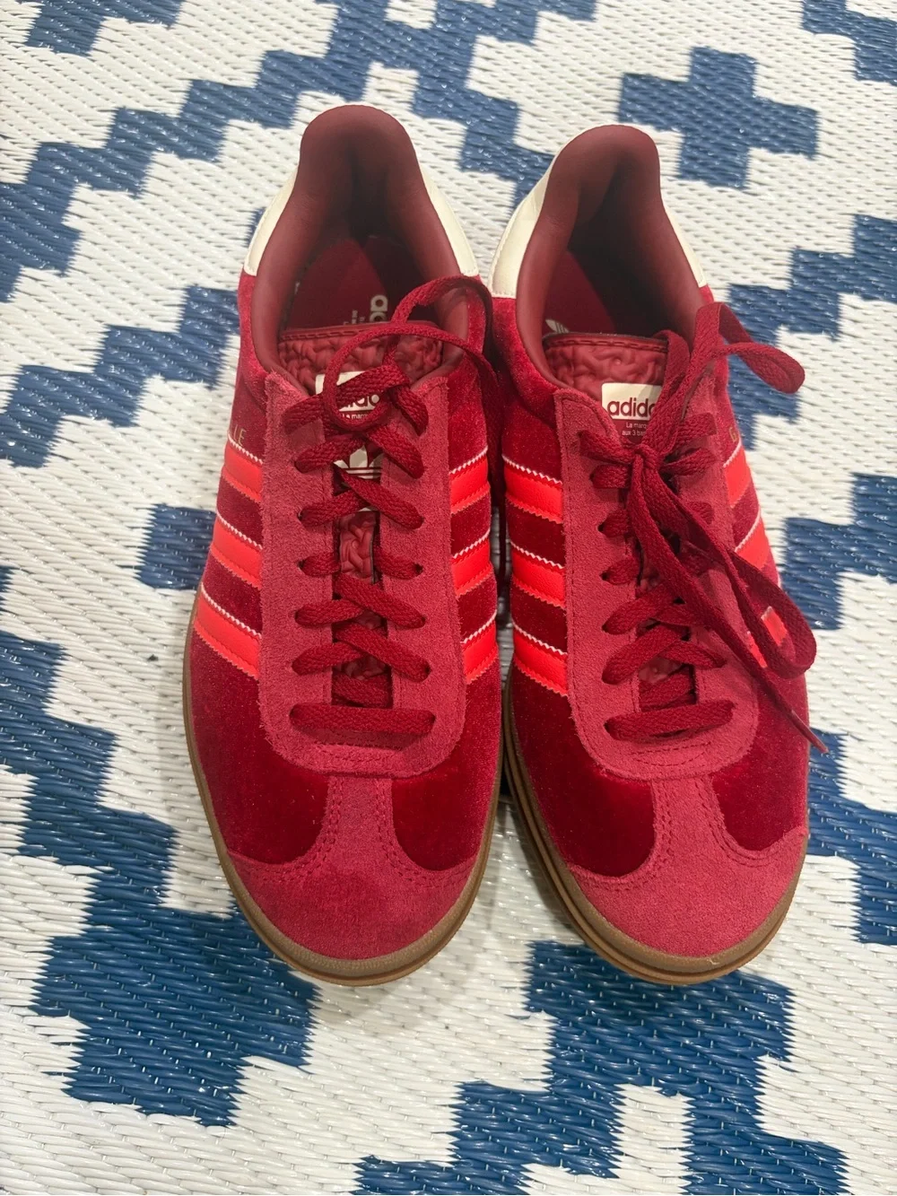 Adidas Gazelle Bold Bright Red Velvet Sneakers (Women's) Size 7.5 - Picture 4 of 9